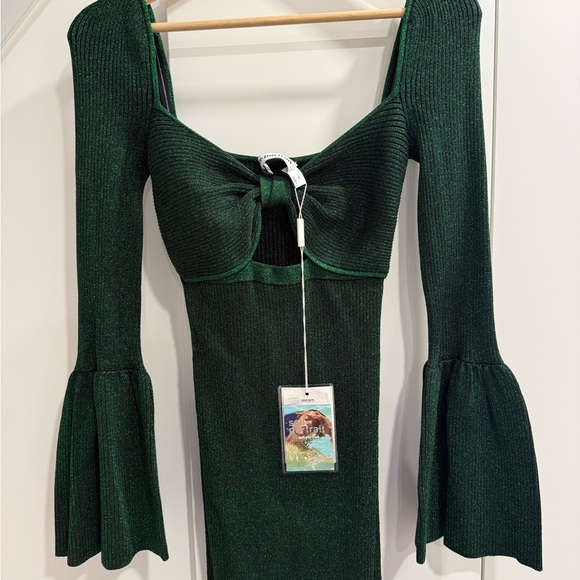 Self-Portrait Green Lurex Knit Party Dress - Picture 4 of 8
